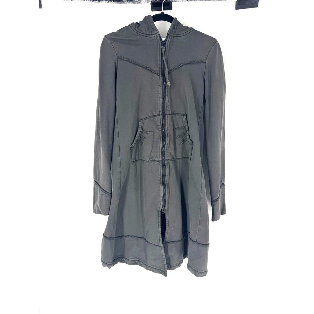 Grey Prairie Underground Long hooded zip up, L